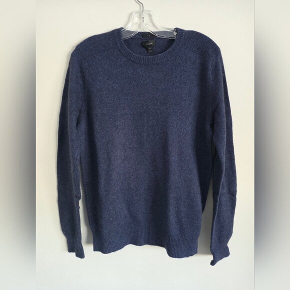 J.CREW | Wool Alpaca Crewneck Sweater Elbow Patches Navy Slim MENS Sz M - Picture 1 of 6
